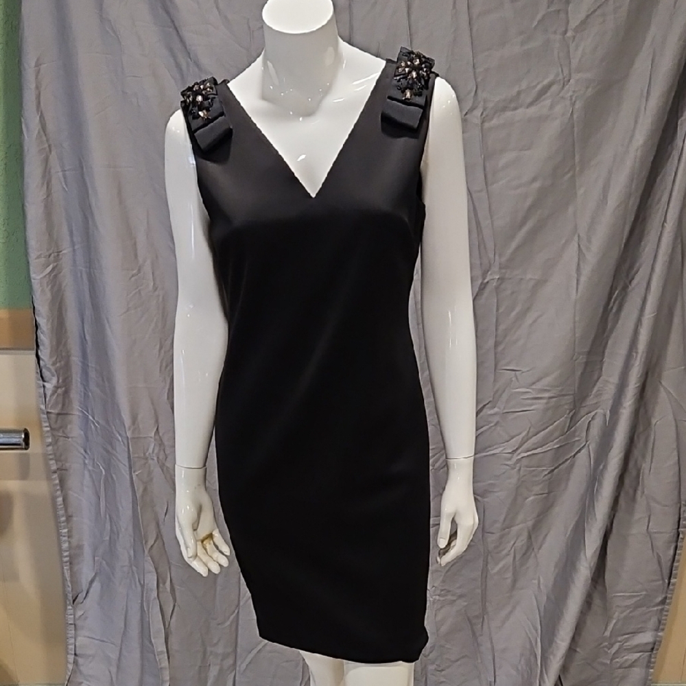 Ted Baker Black Ruched V-Neck Cocktail Dress